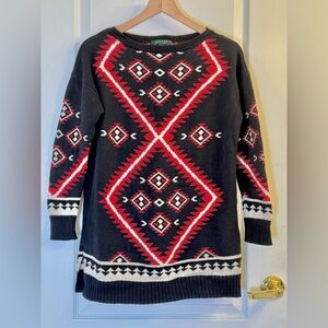 Ralph Lauren Aztec Knit Sweater Dress Size M